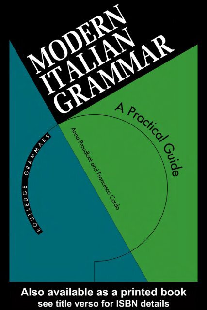 Modern Italian Grammar A Practical Guide Gariban Tavuk