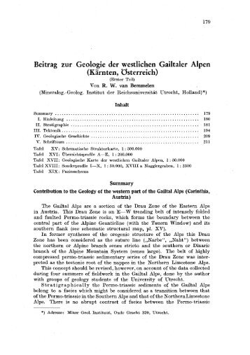 Beitrag zur Geologie der westlichen Gailtaler Alpen (Kärnten ...