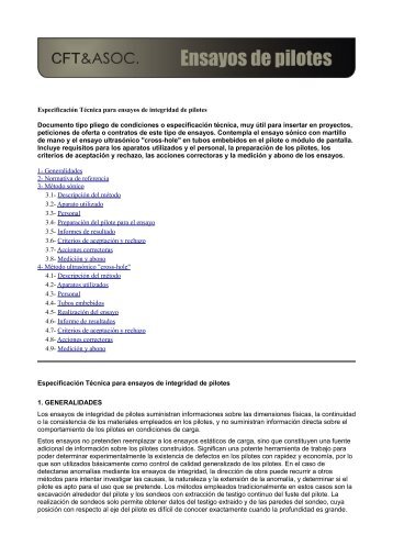 EspecificaciÃ³n TÃ©cnica para ensayos de integridad ... - ConcretOnline