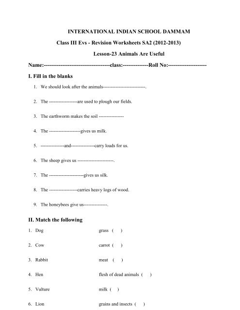 International Indian School Dammam Class Iii Evs