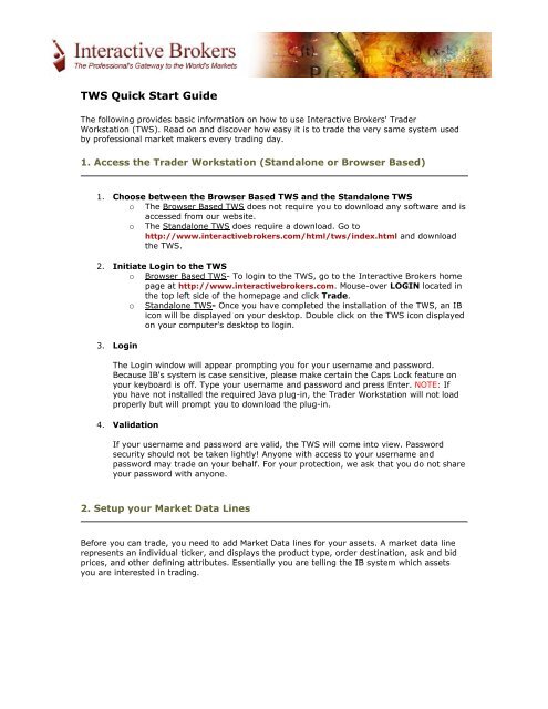 Tws Quick Start Guide Interactive Brokers Tws Quick Start Guide Interactive Brokers
