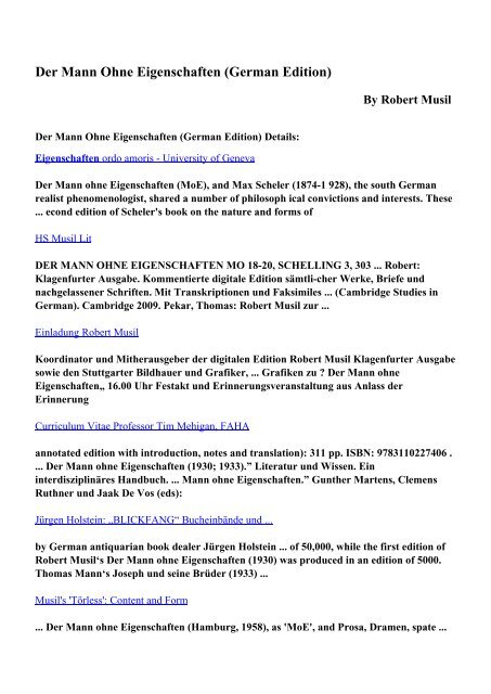 Der Mann Ohne Eigenschaften German Edition Pdf Ebooks Free - 