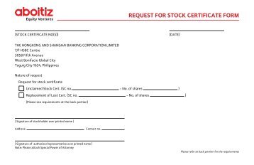 request for stock certificate form - Aboitiz Power