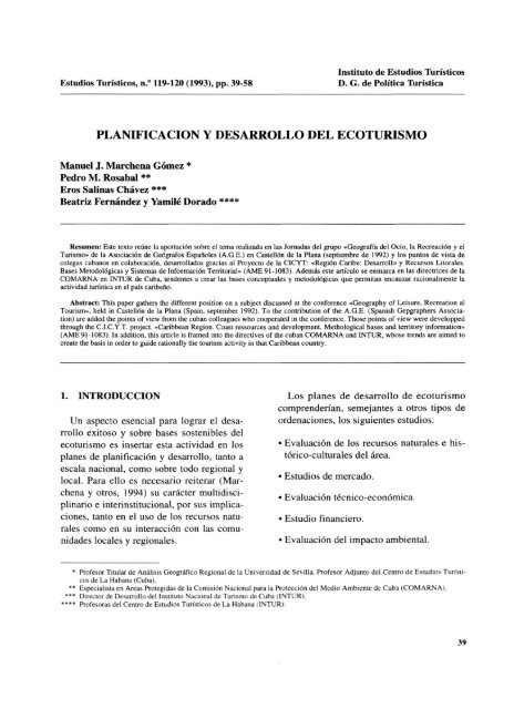 planificaciÃ³n y desarrollo del ecoturismo - Instituto de Estudios ...