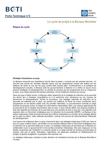 Fiche Technique n°2 Le cycle de projet à la Banque Mondiale