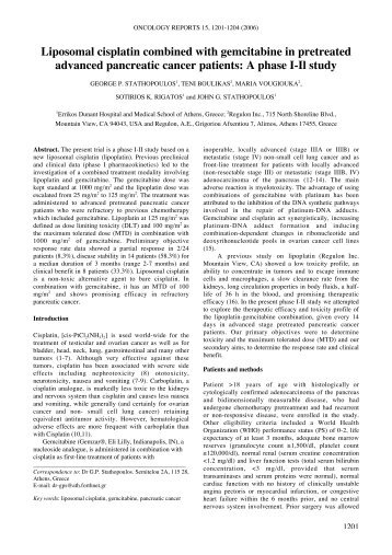 Liposomal cisplatin combined with gemcitabine in ... - Regulon