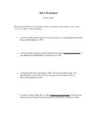 MLA Worksheet