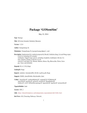 Package 'GOSemSim' - Bioconductor