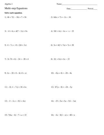 Printables Solving Absolute Value Equations Worksheet printables algebra 2 solving equations worksheet safarmediapps 1 3 multi step intrepidpath