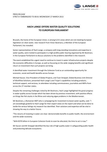 water investments an eu
