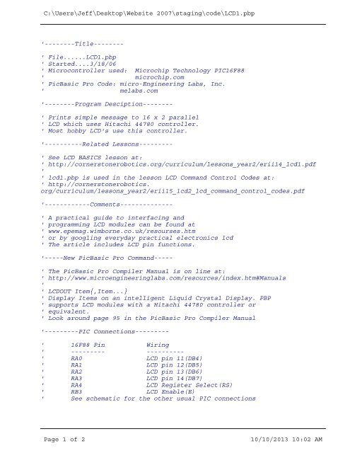 Code PDF file - Cornerstonerobotics.org