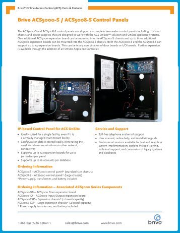 Brivo ACS5000-S / ACS5008-S Control Panels - Brivo Systems
