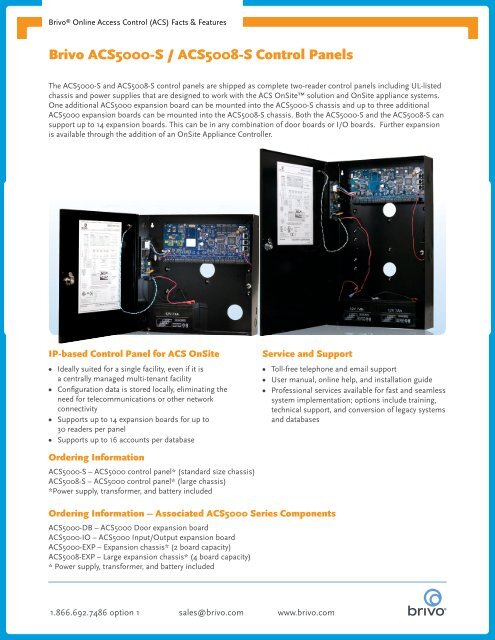 Brivo ACS5000-S / ACS5008-S Control Panels - Brivo Systems