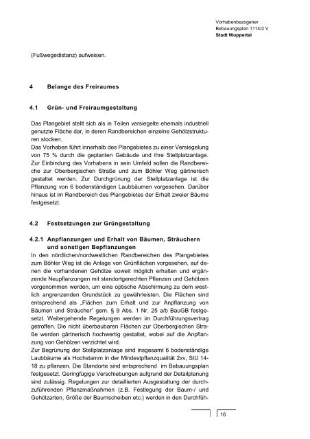 Vorhabenbezogener Bebauungsplan Nr. 1114/2 V ... - Stadt Wuppertal