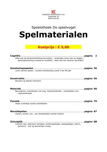 Spelmaterialen INKIJKEXEMPLAAR - Stad Kortrijk