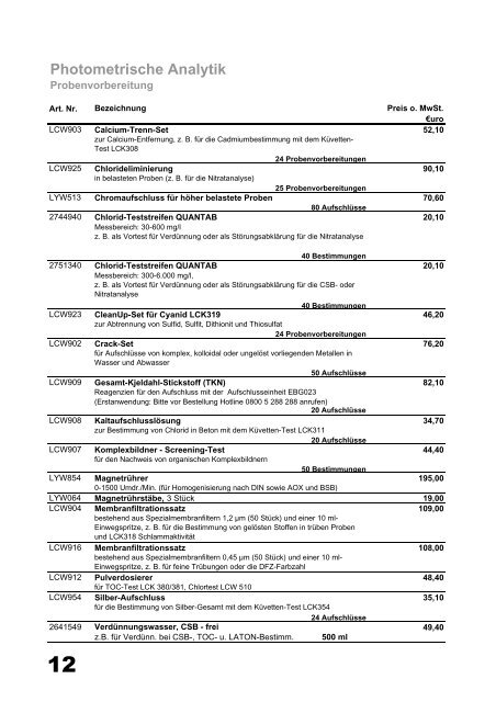 Prozess-Messtechnik - Hach-Lange