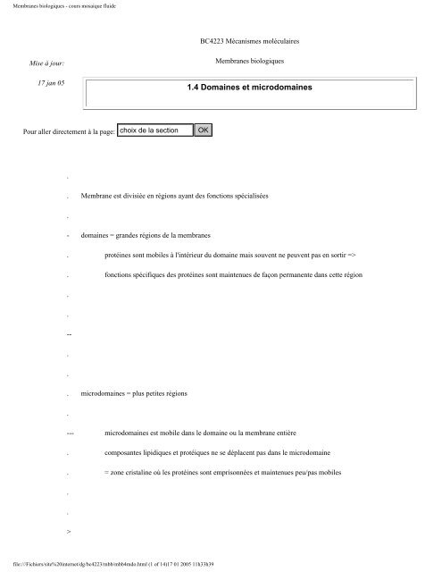 Membranes biologiques - cours mosaique fluide