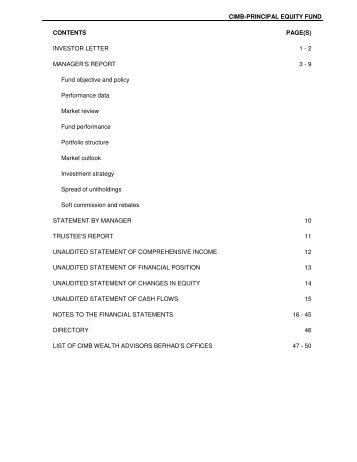 CIMB-PRINCIPAL EQUITY FUND CONTENTS PAGE(S) INVESTOR ...