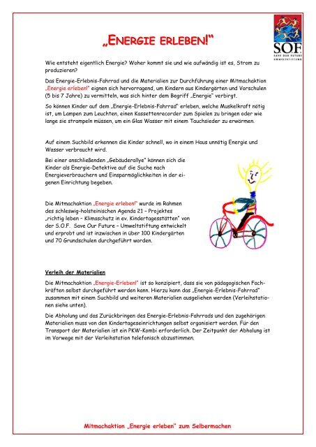 Informationsblatt zu Fahrrad und Materialien - Kinder tun was!