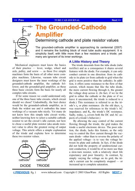 Grounded Cathode Amplifier - Tube CAD Journal