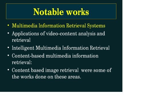 Information Retrieval Techniques for non-textual media - Prof. A ...