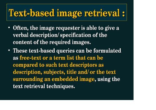 Information Retrieval Techniques for non-textual media - Prof. A ...