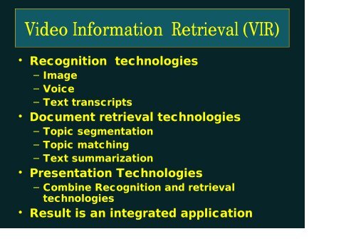 Information Retrieval Techniques for non-textual media - Prof. A ...