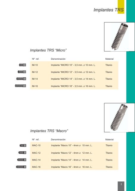 CatÃ¡logo de implantes TRS - Dentalraces