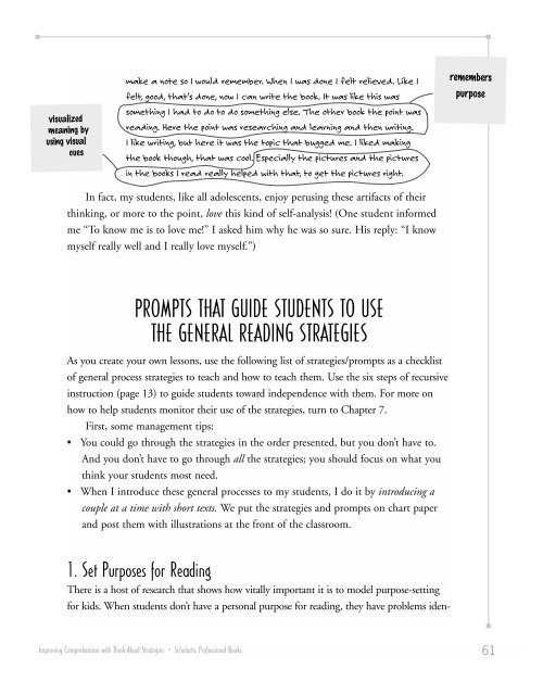 prompts that guide students to use the general reading Scholastic