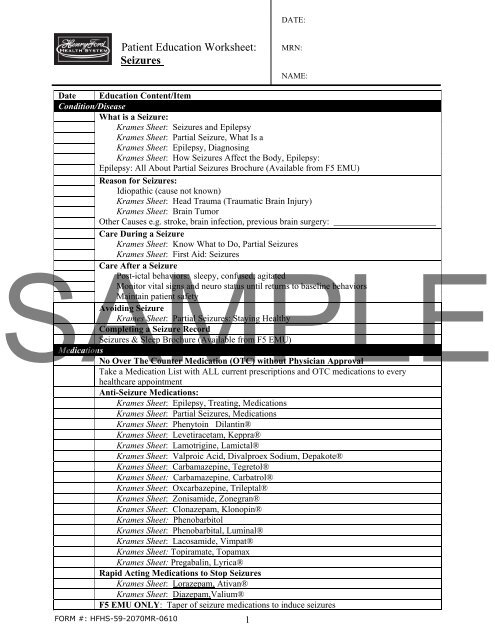 patient education worksheet