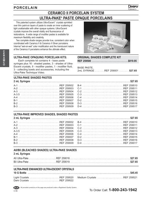 Ceramco 2 Firing Chart