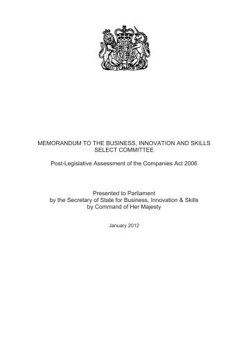 Memorandum to the Business, Innovation and ... - Official Documents