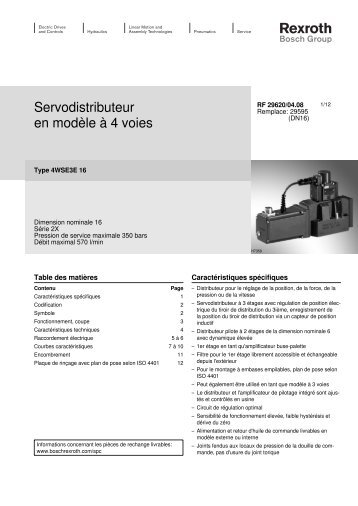 Servodistributeur en modÃ¨le Ã  4 voies - Bosch Rexroth