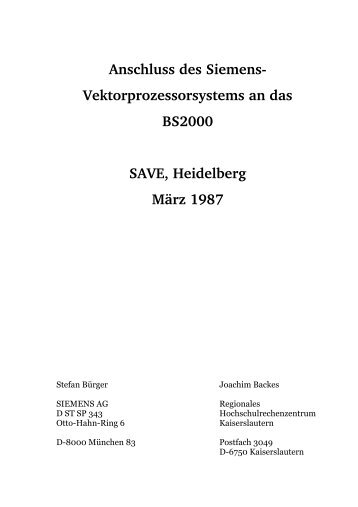 Anschluss des Siemens-Vektorprozessorsystems an das BS2000