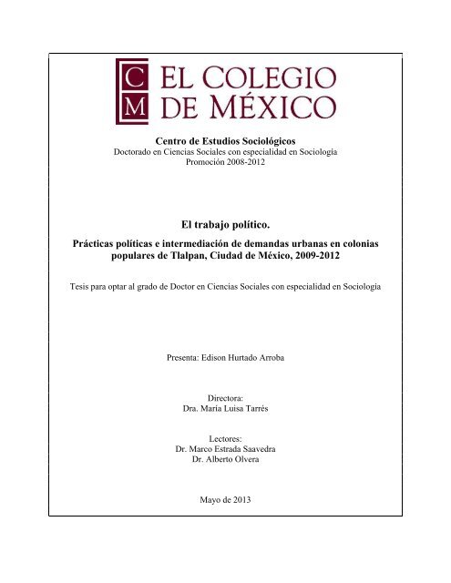 El trabajo político. - Centro de Estudios Sociológicos