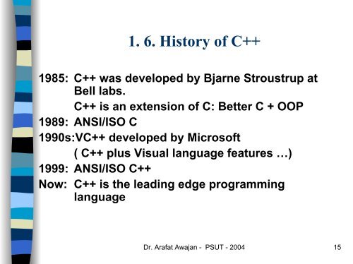 C++ Programming Language - Princess Sumaya University for ...
