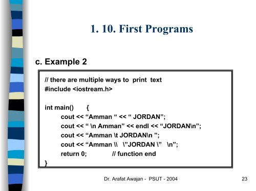 C++ Programming Language - Princess Sumaya University for ...