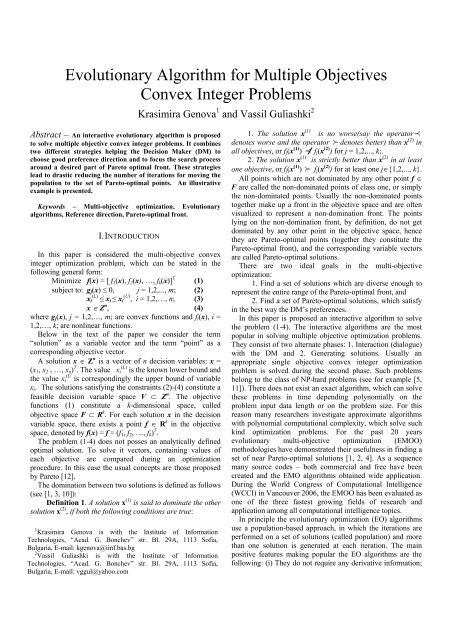 Evolutionary Algorithm for Multiple Objectives Convex Integer ...