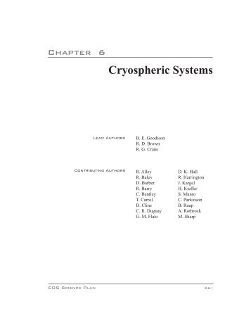 Cryospheric Systems - IGOS Cryosphere Theme