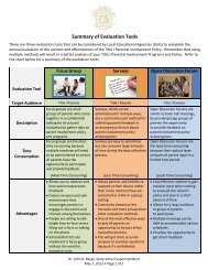 Summary of Evaluation Tools Handout