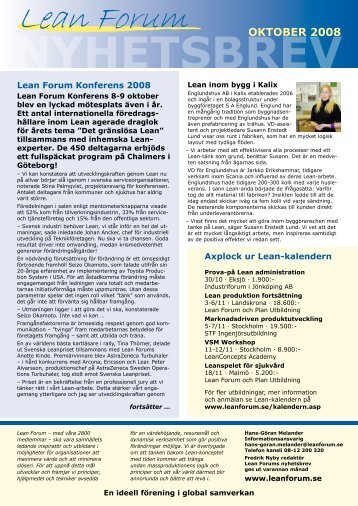 nyhetsbrev oktober 2008 - Lean Forum