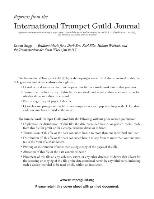 Karl Pilss - International Trumpet Guild