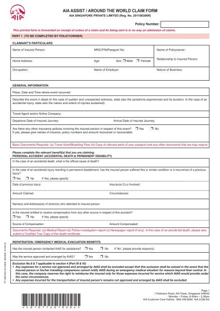 aia singapore absolute assignment form