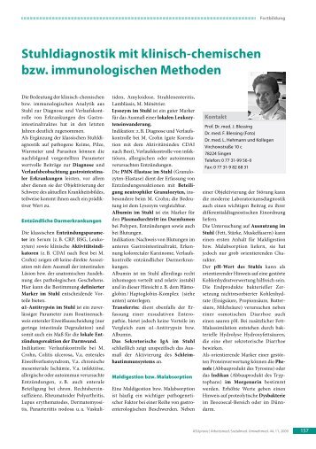 Stuhldiagnostik mit klinisch-chemischen bzw. immunologischen ...