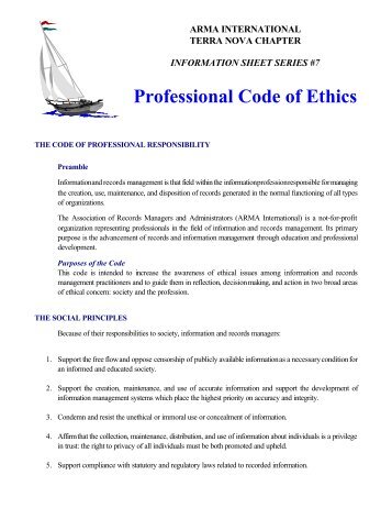 Professional Code of Ethics - ARMA Terra Nova Chapter