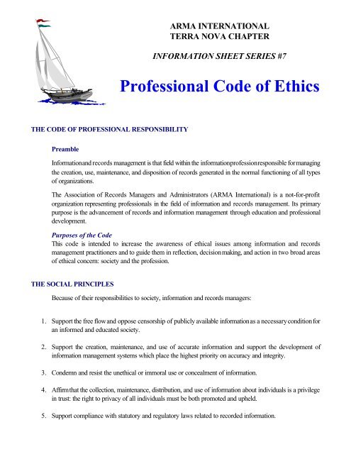 Professional Code of Ethics - ARMA Terra Nova Chapter
