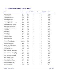 UNT Alphabetic Index of All Titles - Human Resources Department