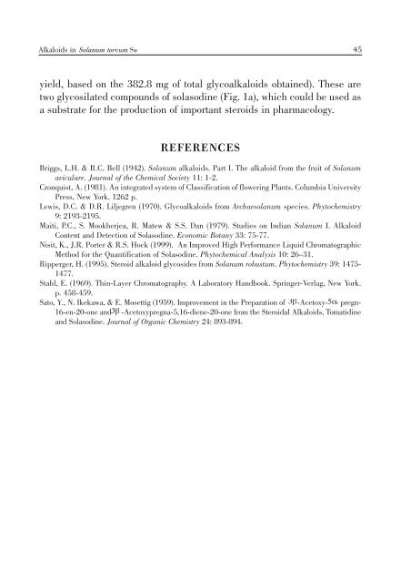 Alkaloids in Solanum torvum Sw (Solanaceae) - Phyton