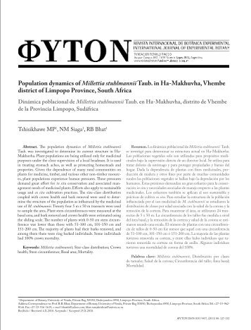 Population dynamics of Millettia stuhlmanniiTaub. in Ha ... - Phyton