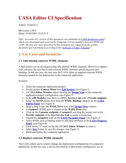 CASA Editor UI Specification - NetBeans Wiki